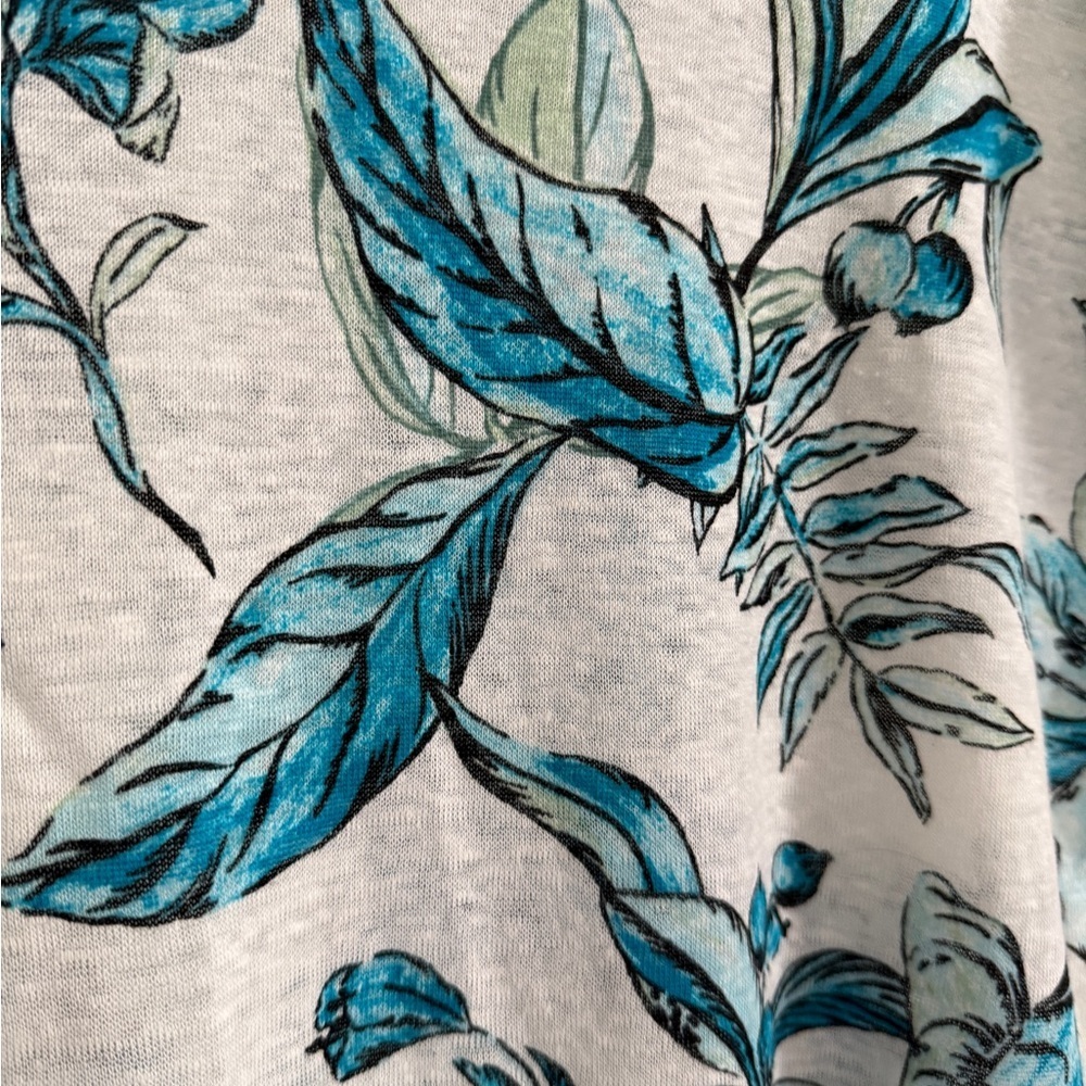 Tahari 100% Linen Floral Print Short Sleeve Blouse Women’s Size M - Picture 4 of 6